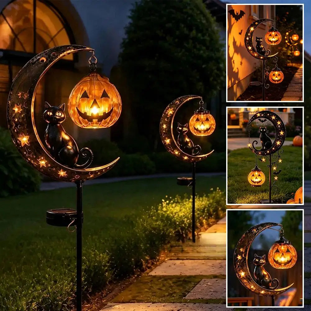 Lawnlurk solar garden stake lights lining a pathway at night