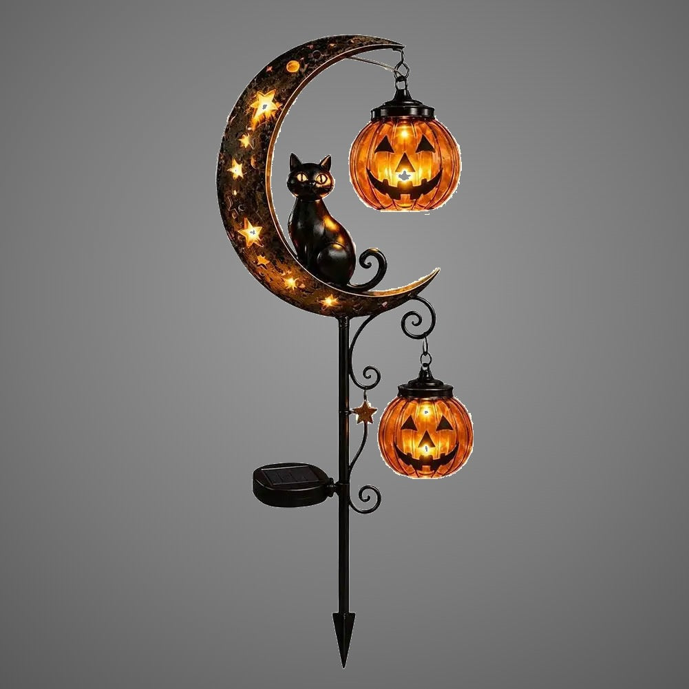 Lawnlurk cat and moon design, double lantern, Halloween decoration