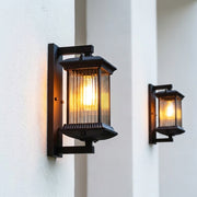 Lepzo outdoor fluted glass wall light, exterior installation photo 1