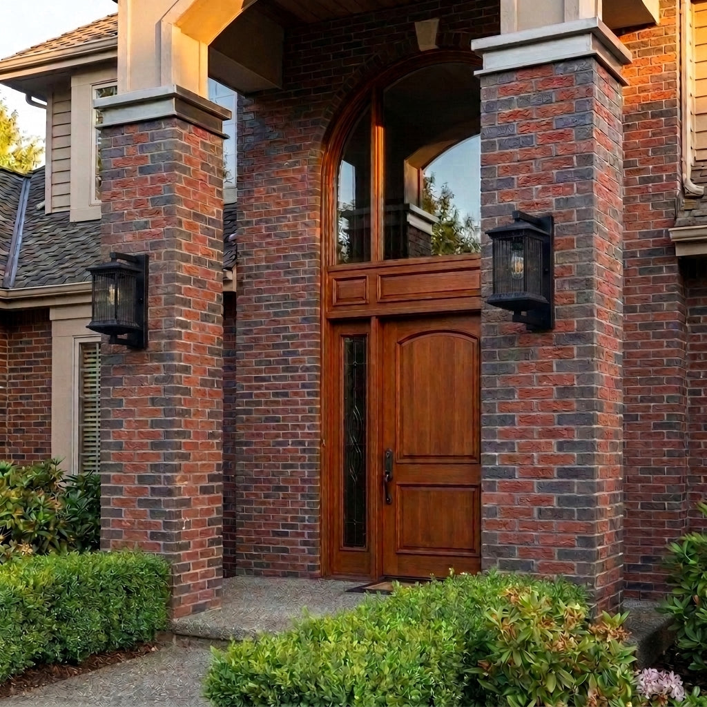 Lepzo outdoor fluted glass wall light, exterior installation photo 3