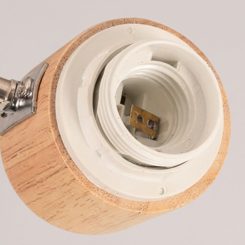Close-up of the E27 bulb socket inside the Limzo wall sconce shade