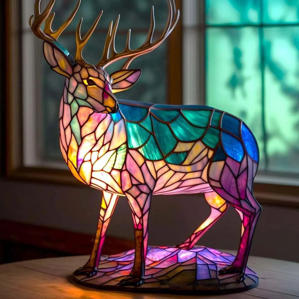  deer lopi nightlight crafted from colourful mosaic resin