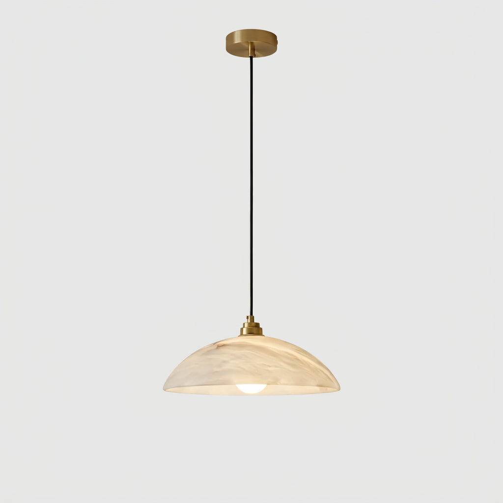 Loxpa marble and copper dome pendant light with brass fitting