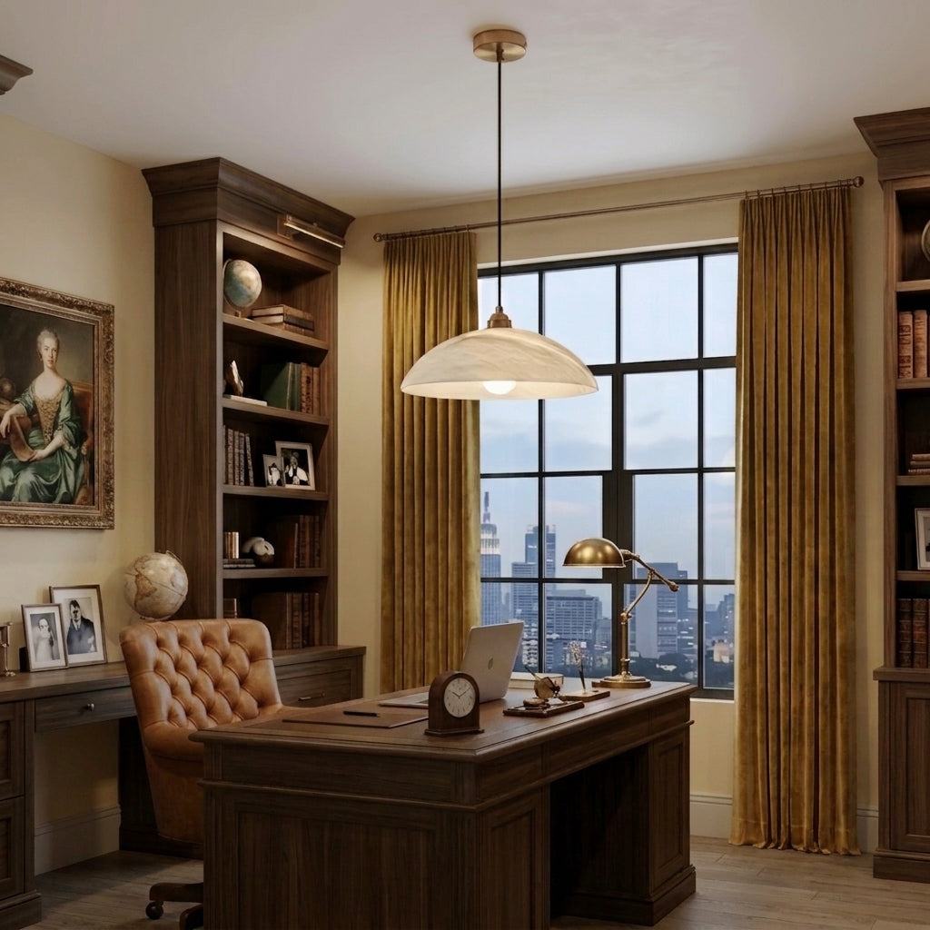 Loxpa marble pendant light in a home office setting