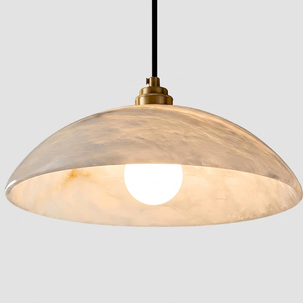Underside view of the Loxpa marble dome pendant light showing the E27 bulb