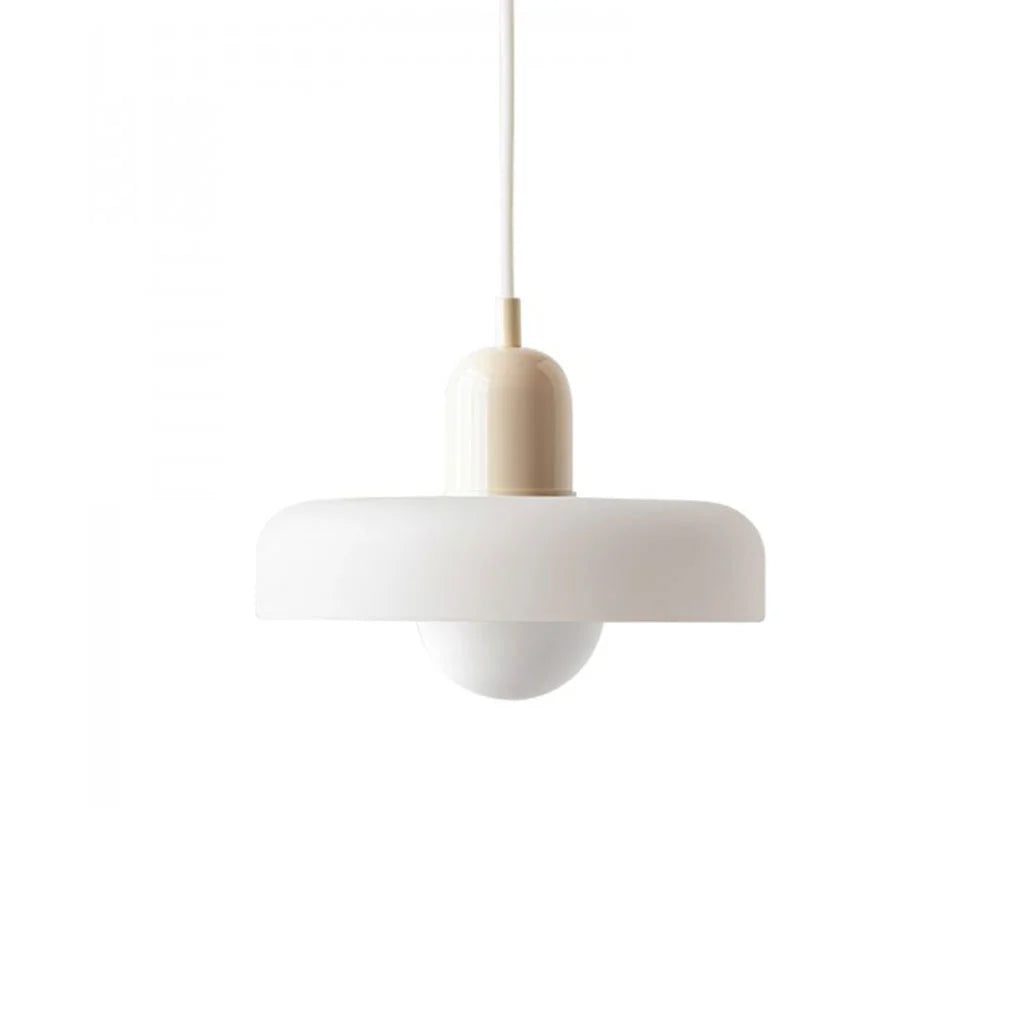 Beige and white minimalist mera pendant light offering a clean, contemporary aesthetic