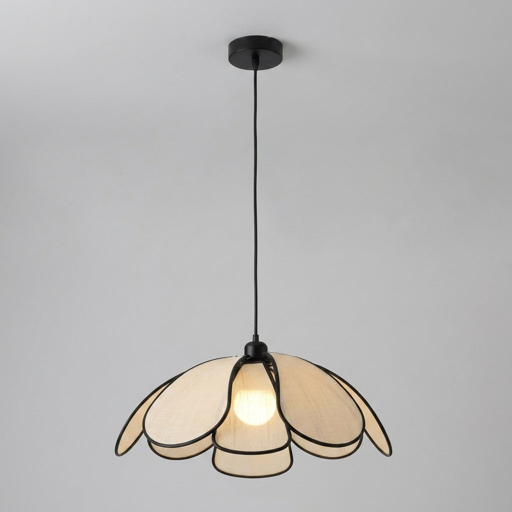 Muxqa Japandi wabi-sabi petal pendant light on grey background