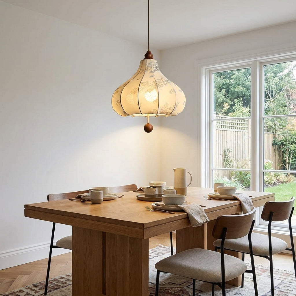 Naxlu pendant light above a small dining table