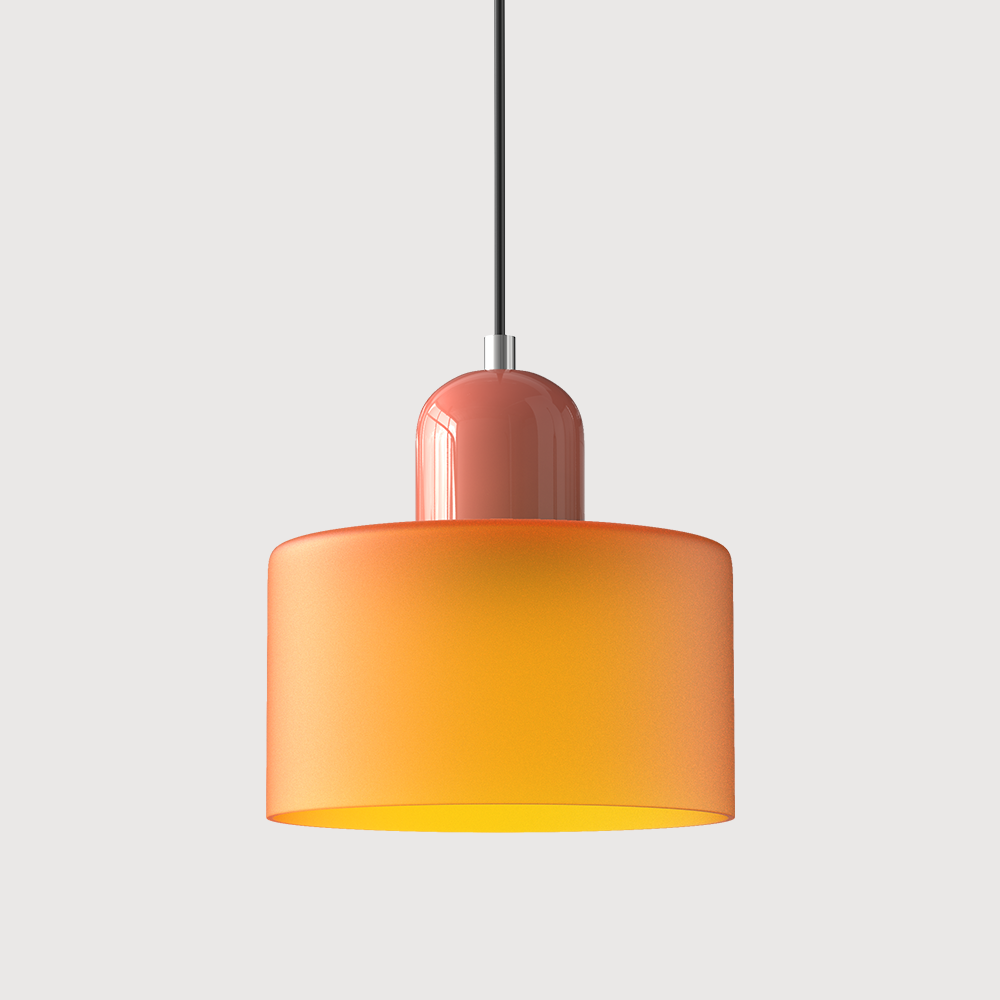 pink base with orange glass pendant 