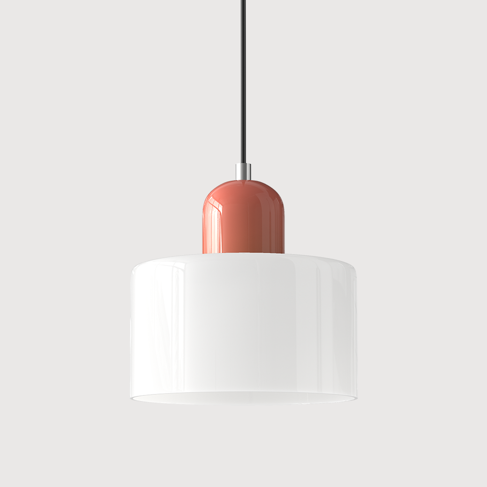 Pink base and white shade minimalist glass pendant light
