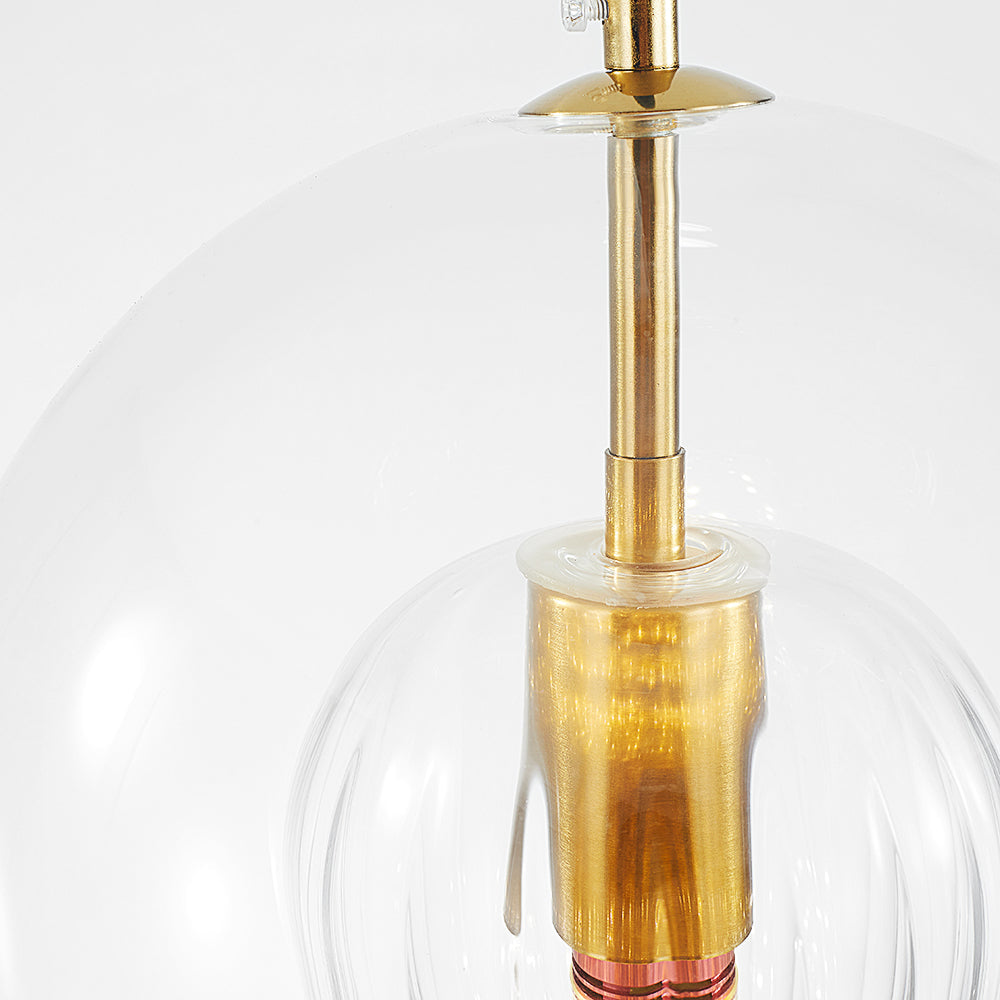 Close-up of the premium brass metal hardware and high-clarity clear glass outer dome