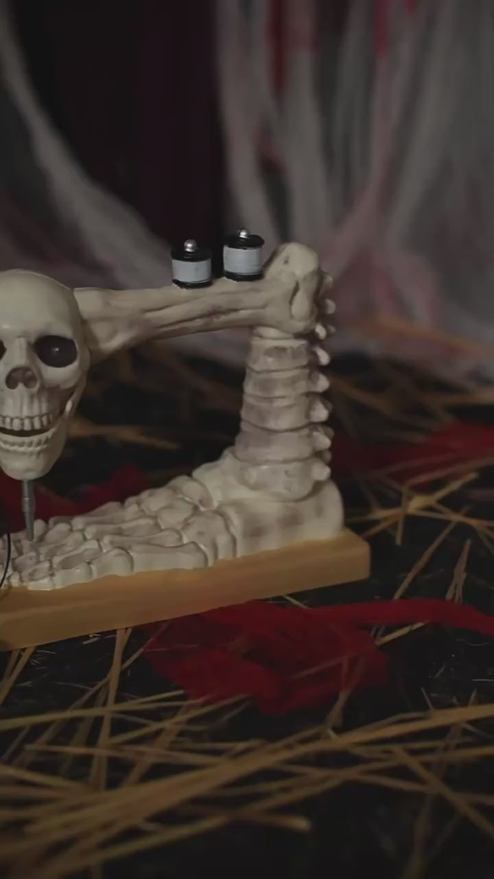 Load video: Needler - Voice Activated Skeleton Sewing Machine Halloween Decoration