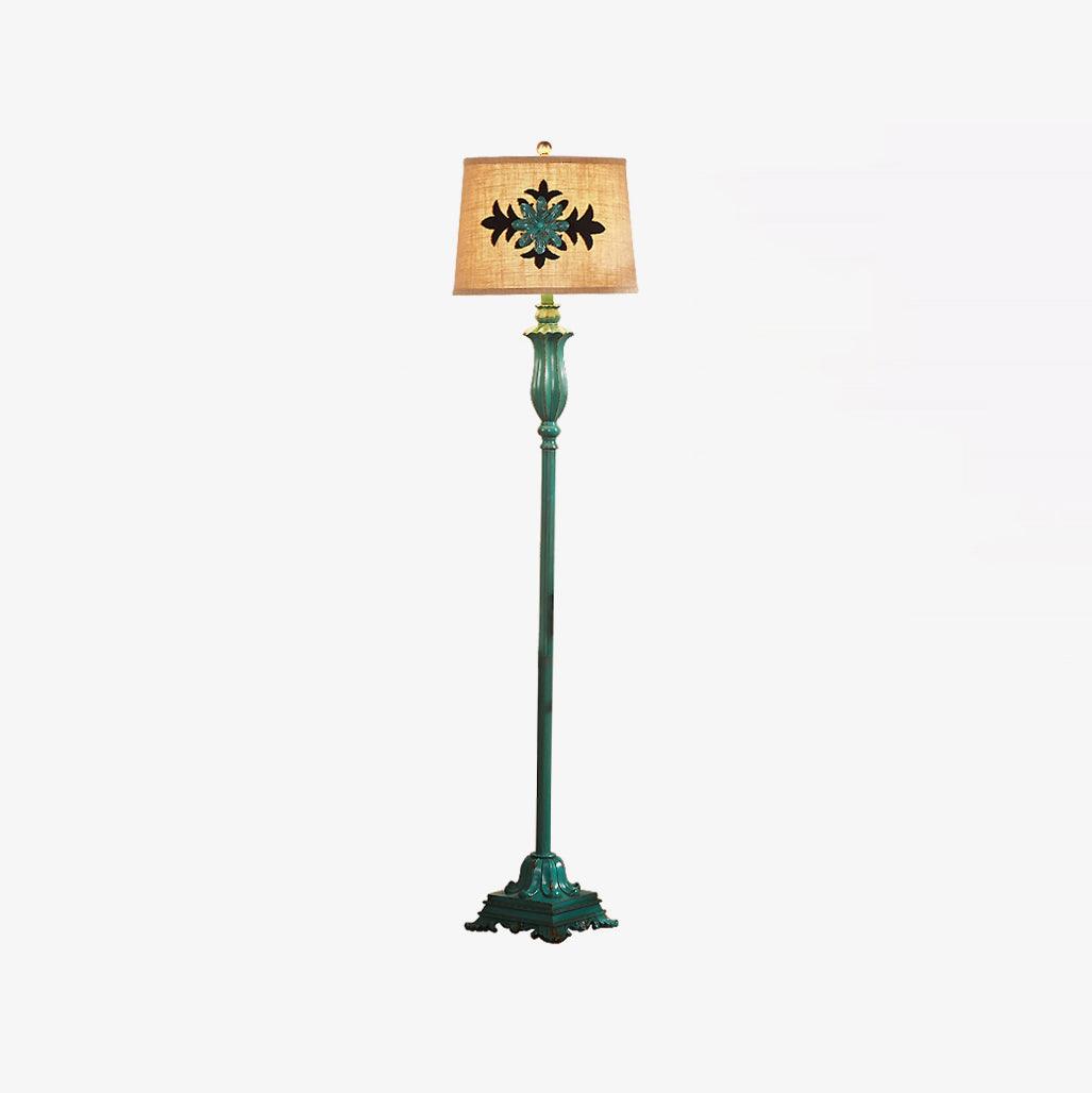 Classic vintage green resin puska floor lamp without table isolated on a clean white background