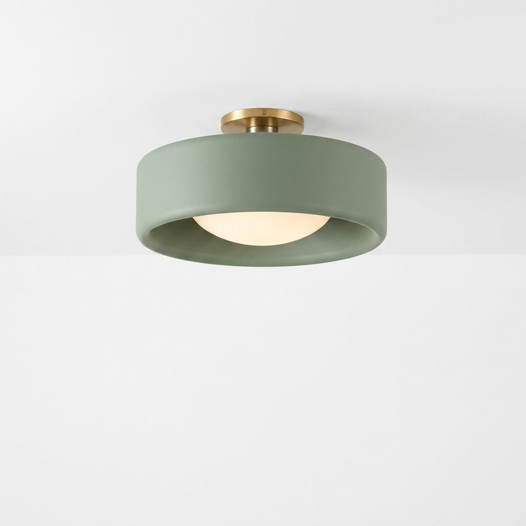 Pymzi porcelain semi-flush ceiling light, sage green