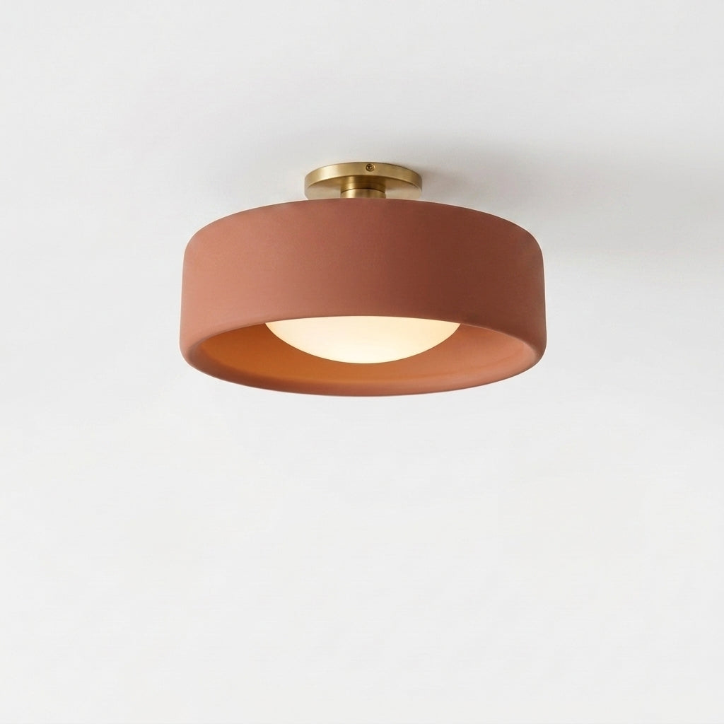 Pymzi porcelain semi-flush ceiling light, terracotta