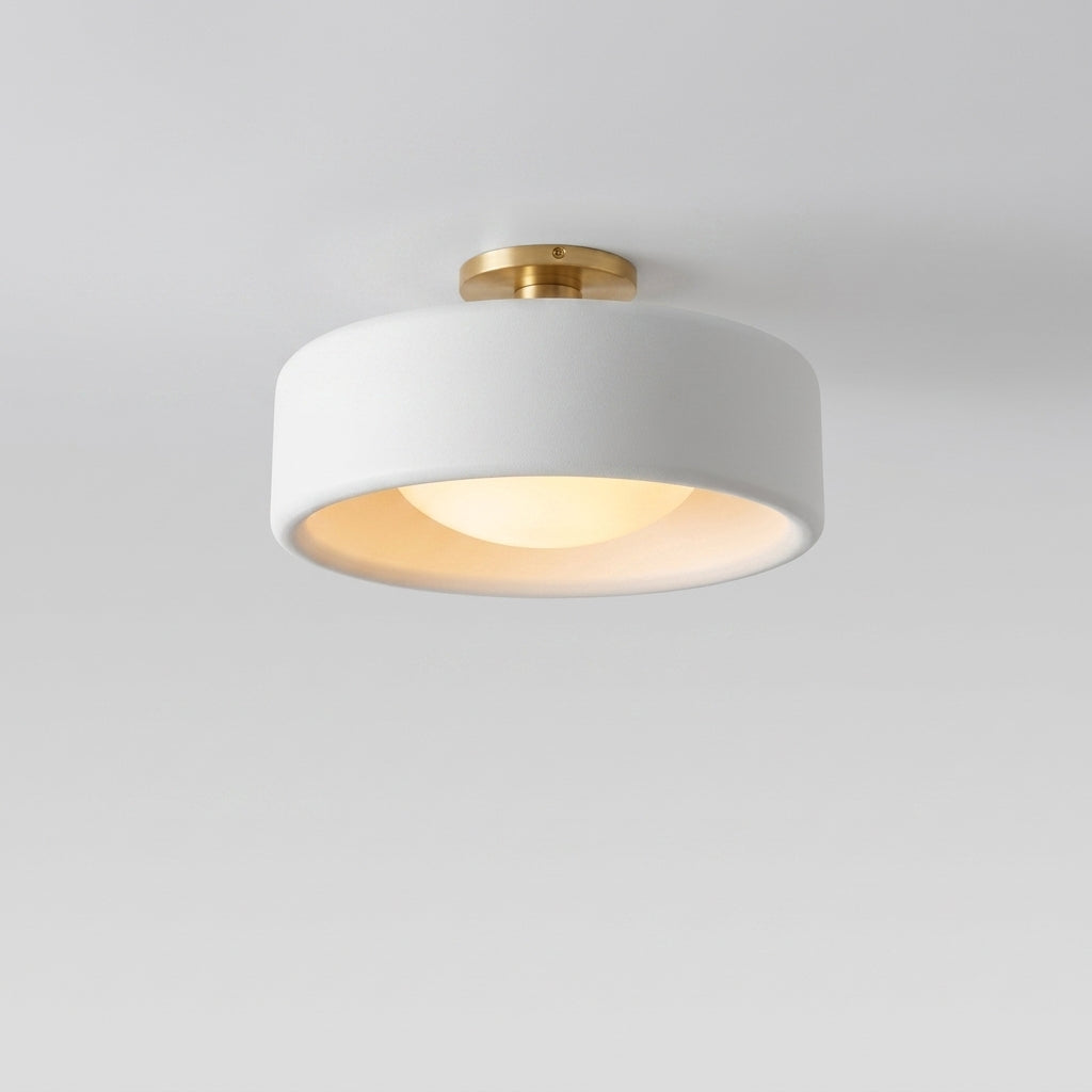 Pymzi minimalist porcelain semi-flush ceiling light, white, hero shot