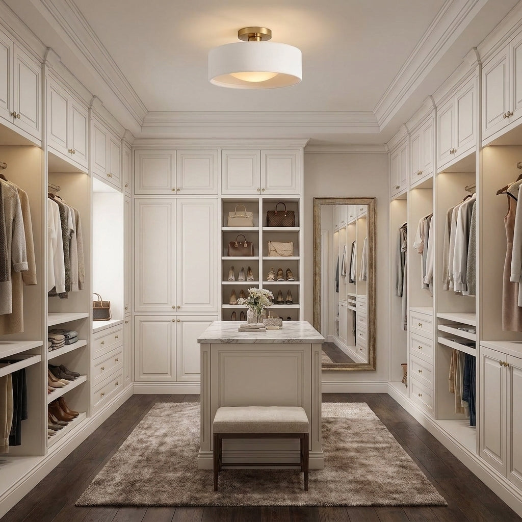 Pymzi ceiling light in walk-in closet