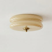 Qoxli tiered glass ceiling light in beige with gold-tone metal fitting, angled hero view