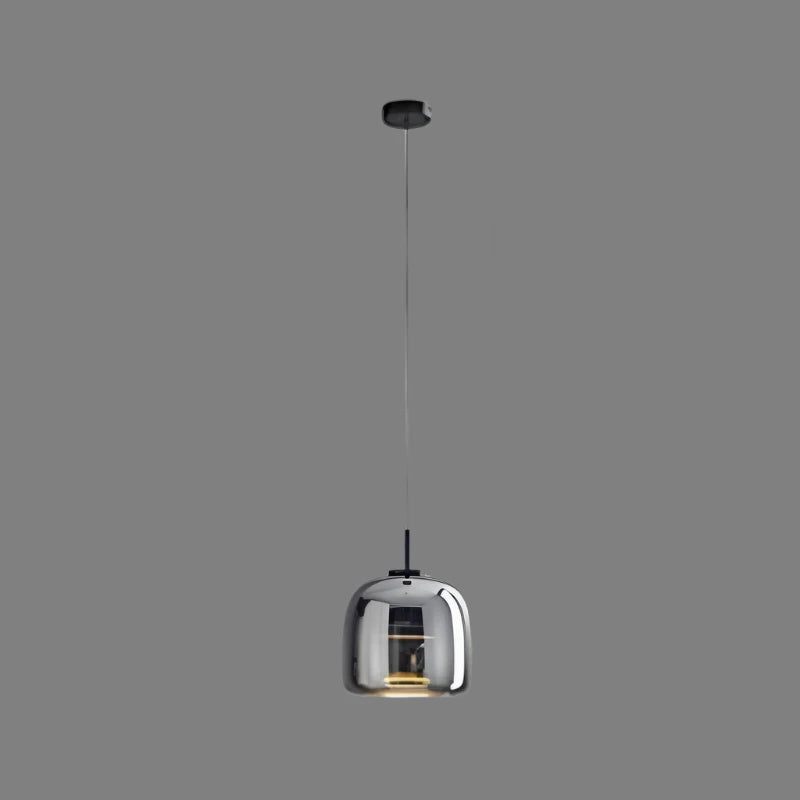 Isolated view of the sleek smoke grey double-layer glass pendant light