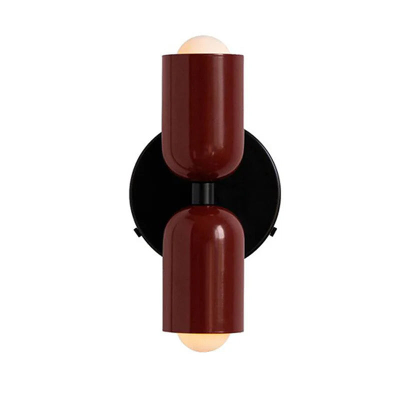 Solid red Nordic double-head glass wall sconce