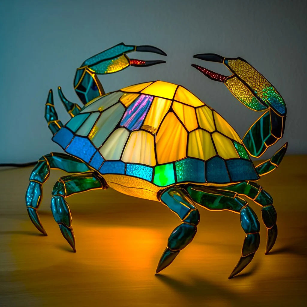crab nightlight showcasing its vibrant blue and yellow shell
