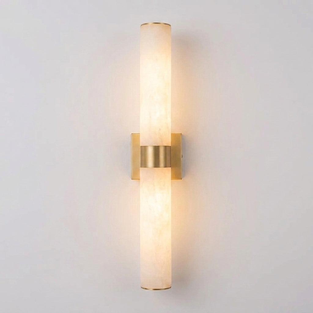 Subxo LED linear marble wall sconce in Brass, product shot