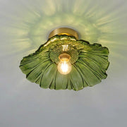 Tebzo Nordic flower ribbed glass flush mount ceiling light, product photo 1