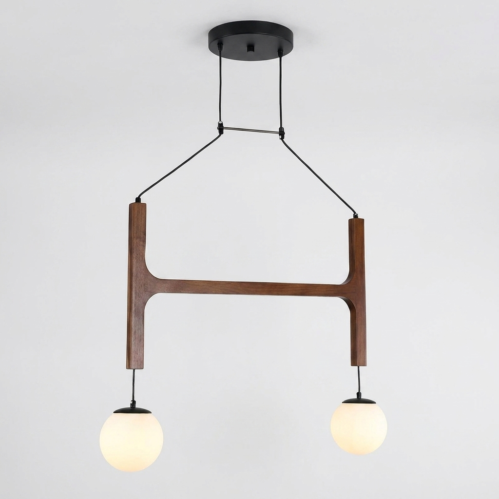 Tuntla 2-Light Orb Glass Globe Chandelier, Brown, clean background hero shot