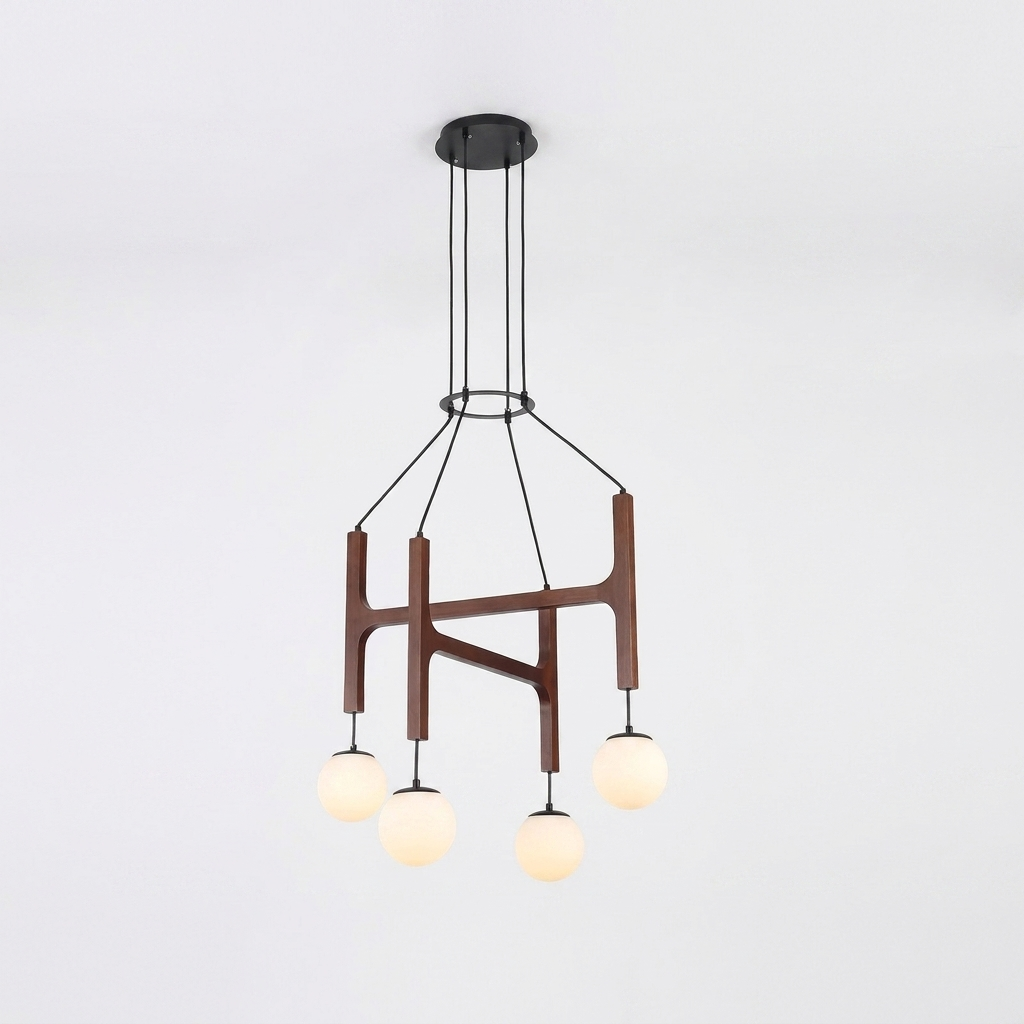 Tuntla 4-Light Orb Glass Globe Chandelier, Brown, clean background hero shot