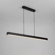 Uvza black linear metal pendant light hanging on a wall with adjustable suspension cords
