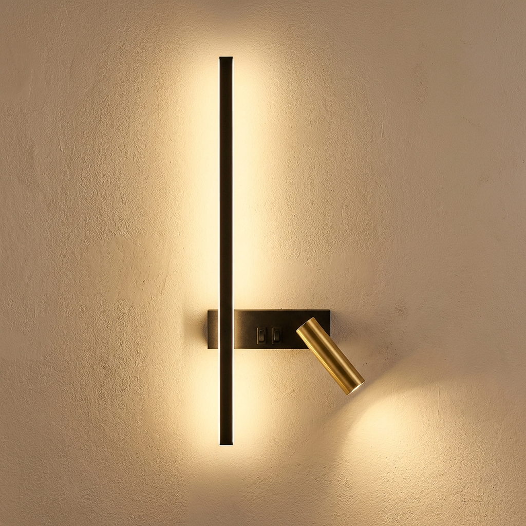 Veqi - Modern Linear LED Wall Sconce - Adjustable Bedside Reading Light
