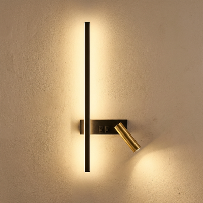 Veqi - Modern Linear LED Wall Sconce - Adjustable Bedside Reading Light