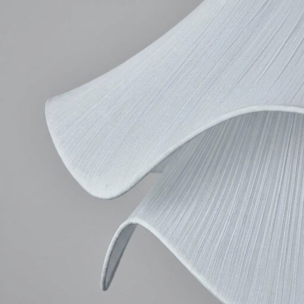 Close-up of Veqzu's wavy layered fabric shade texture and edge