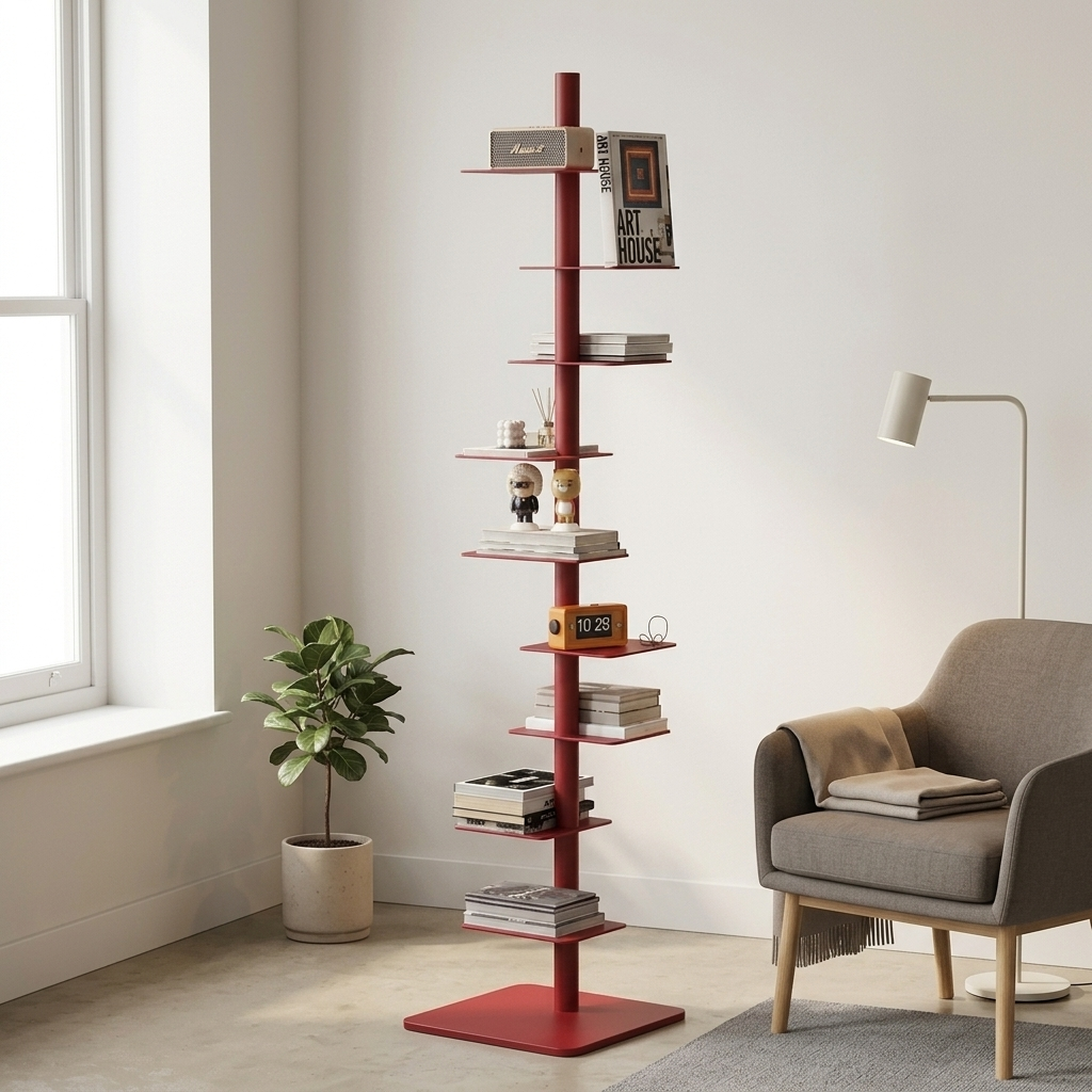 Welden rotating corner bookshelf, 9-tier iron display rack, product photo 5