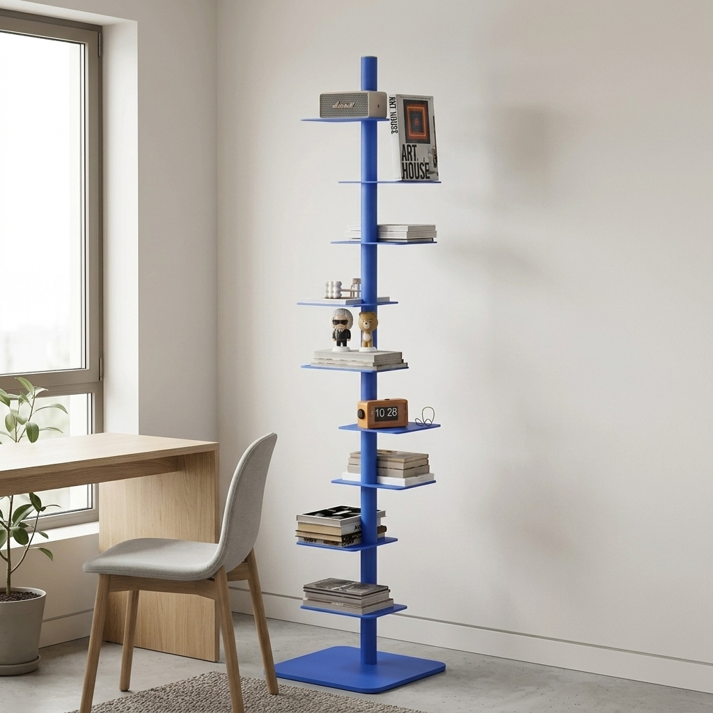 Welden rotating corner bookshelf, 9-tier iron display rack, product photo 6