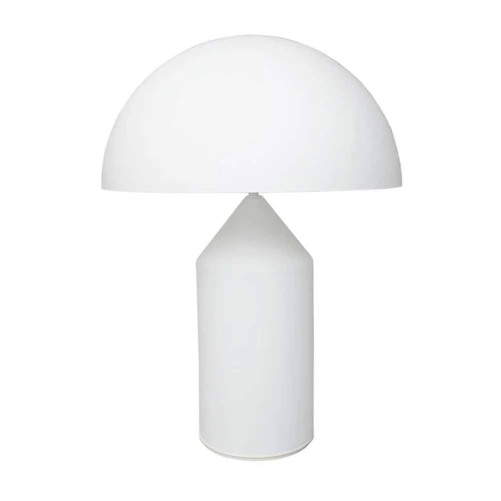 white mushroom table lamp highlighting its perfectly proportioned semi-circular dome