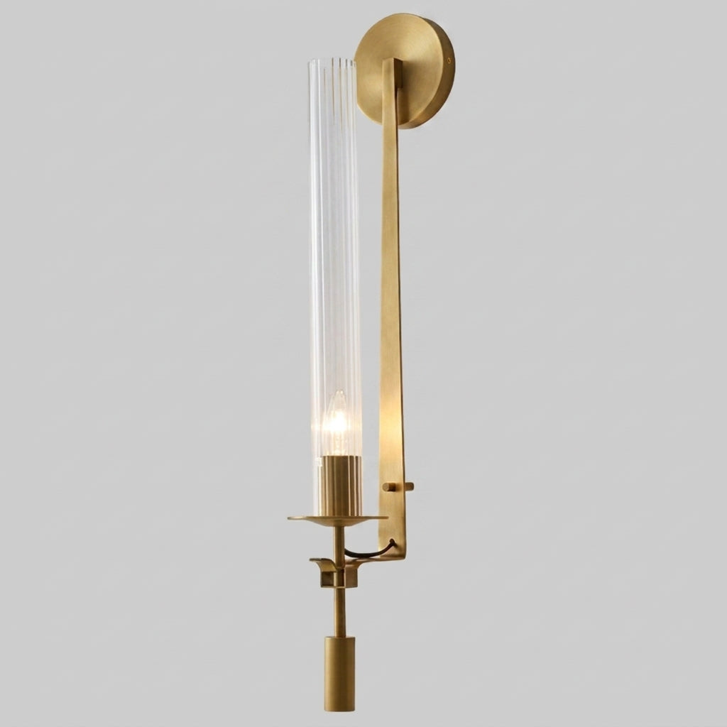 studio shot of xilpo gold wall sconce light with studio grey background