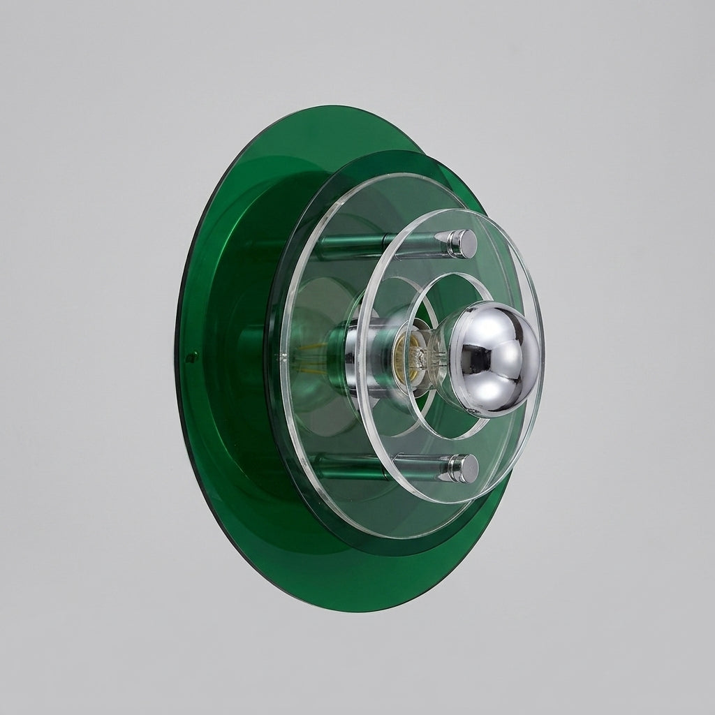 Ximlu green acrylic disc wall sconce, hero product shot, 24cm
