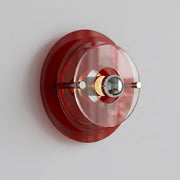 Ximlu red acrylic disc wall sconce, hero product shot, 24cm