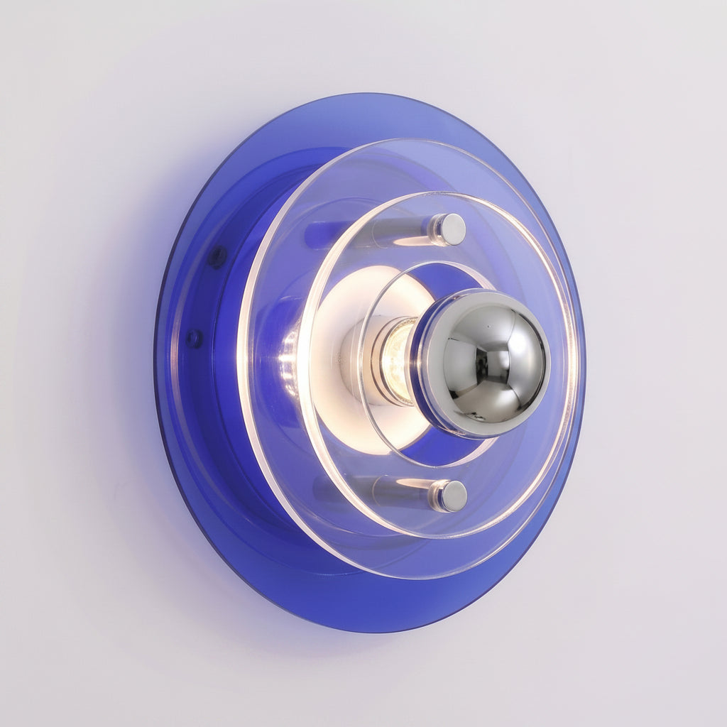 Ximlu blue acrylic disc wall or ceiling sconce 24cm, studio hero shot