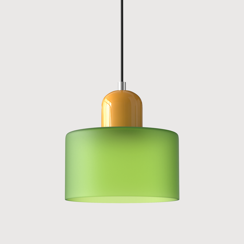 Yellow base and bright green shade retro colour-block pendant