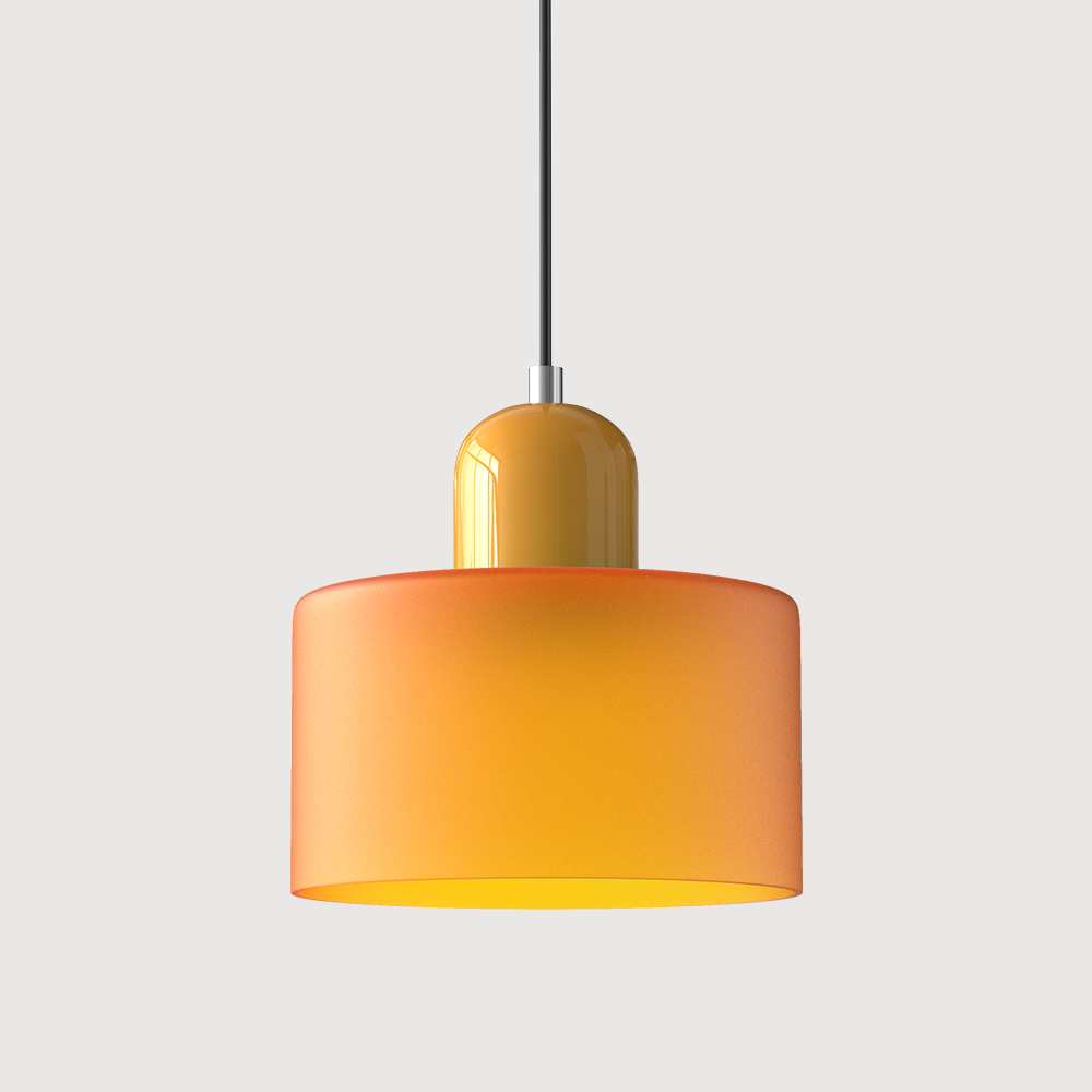 Yellow base and dark orange shade vintage glass pendant