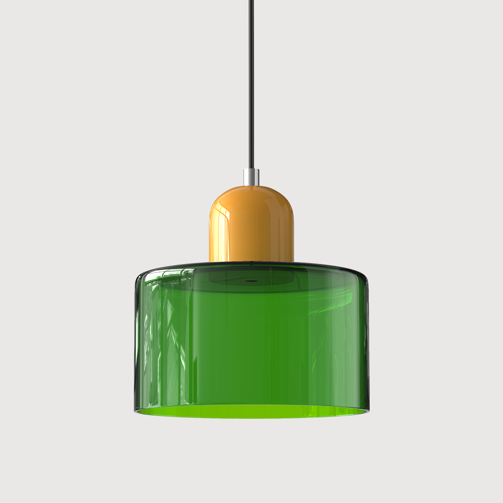 yellow base and green shade colour-block pendant.