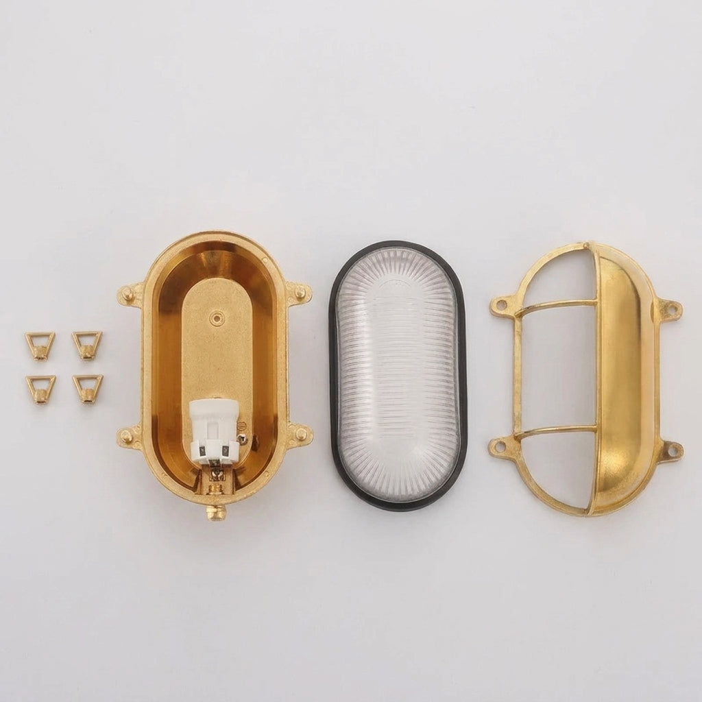 Yubza copper bulkhead light interior showing ceramic bulb socket