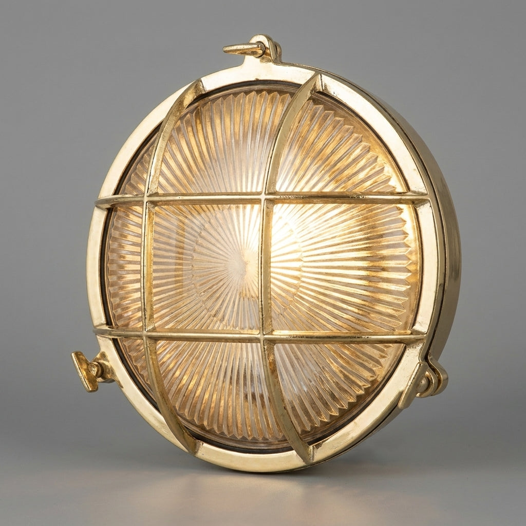 Yubza copper oval bulkhead wall light, hero product photo